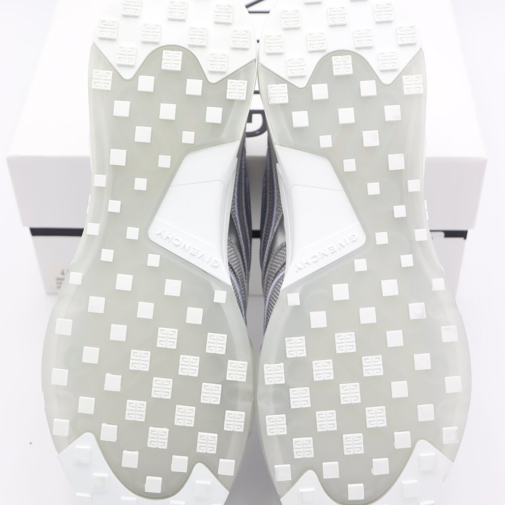 NIB Givenchy GIV 1 Mens Metallic Silver Leather Mesh Low-Top Sneakers - Picture 7 of 7